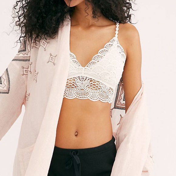 FREE PEOPLE ISABELLA EMBROIDERED ROBE IN LINEN COTTON FABRICATION BLACK ROPE TIE - Picture 3 of 8